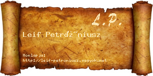 Leif Petróniusz névjegykártya